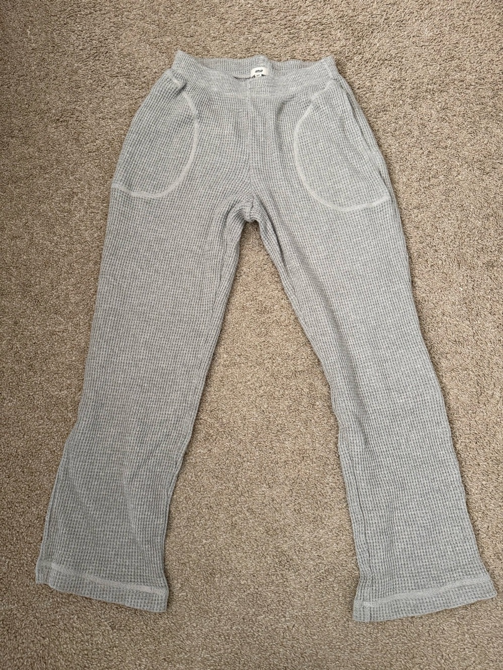 aerie Light Gray Waffle-Knit Lounge Joggers